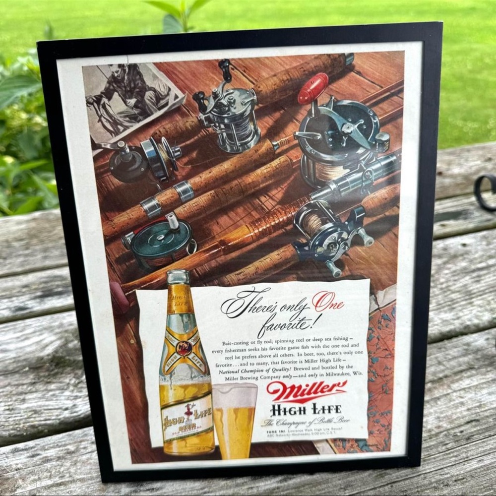 Vintage Framed Miller High Life Beer Advertisement